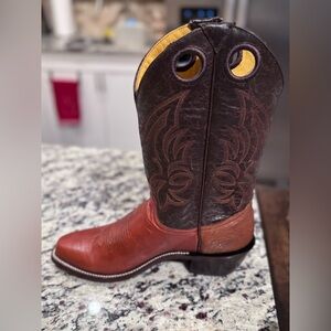 Men's Western Boots in Brown and Red Leather